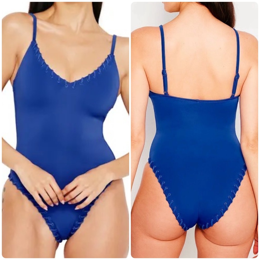 GOOD‎ AMERICAN Slimming High Leg Cheeky Whip Stitch One Piece Swimsuit Size 2XL
